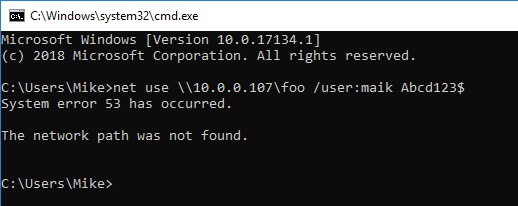 Net use fail